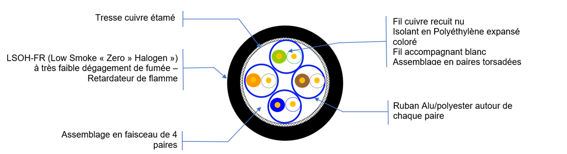 Vue de coupe catégorie 6a S/FTP