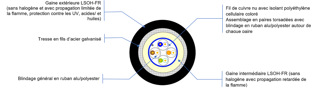 Vue de coupe cat 6A F/FTP