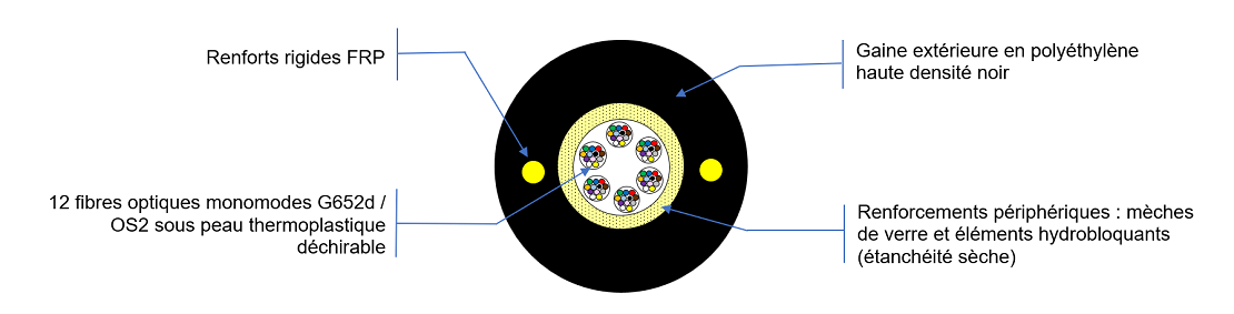 Vue de coupe câble rocade optique