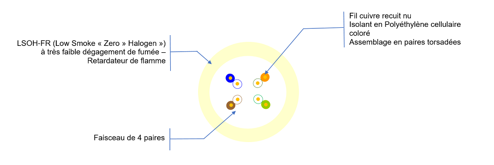 Vue de coupe Cat 5e U/UTP