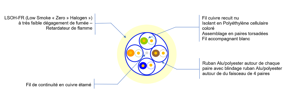 Vue de coupe Cat 6 F/UTP
