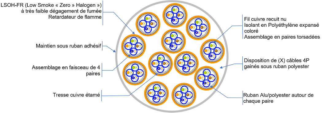 Vue de coupe Cat 7 S/FTP bundle