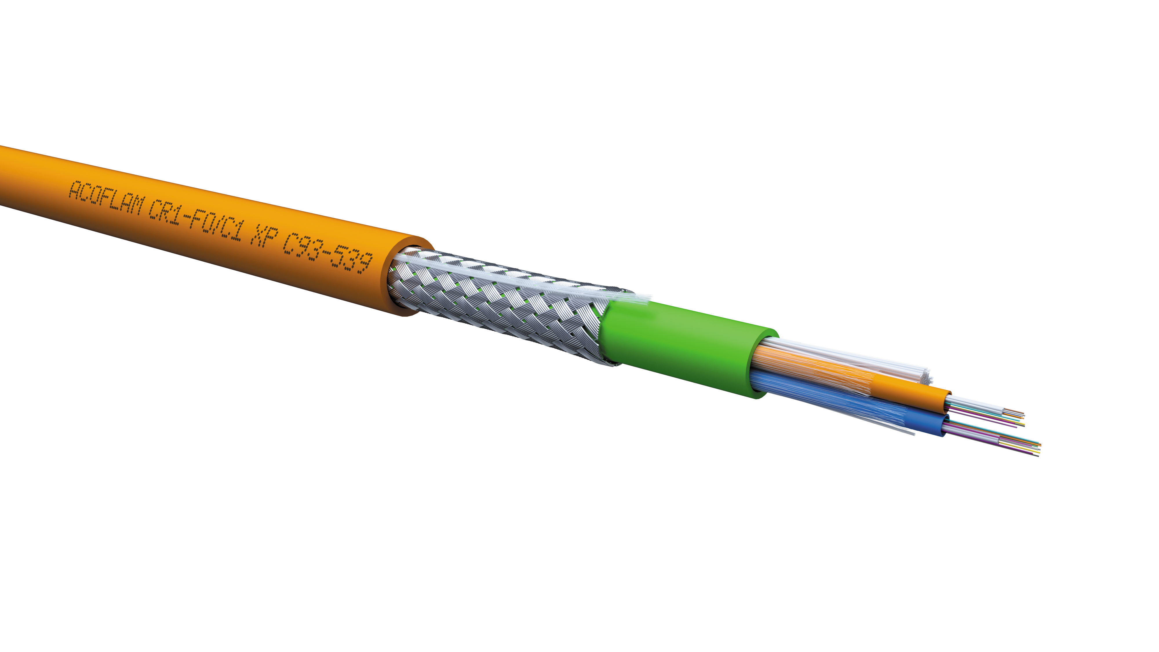 câble CR1-FO/C1 4xOS2 int/ext armé acier renforcé fibre de verre Orange