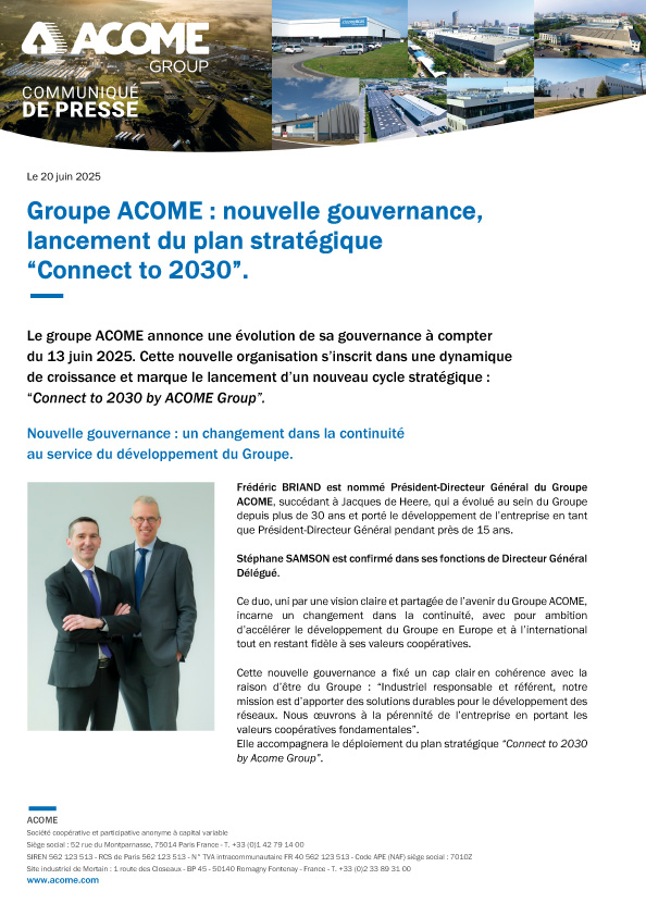 Communiqué de presse nouvelle gouvernance