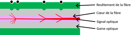 Schéma d’une micro-courbure sur un câble à fibre optique